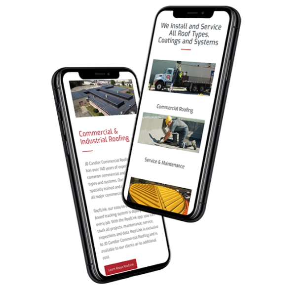 McDonald Roofing mobile website on smartphones